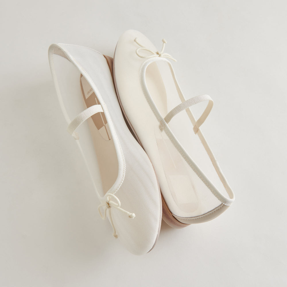 CADEL BALLET FLATS IVORY MESH | Women Dolce Vita