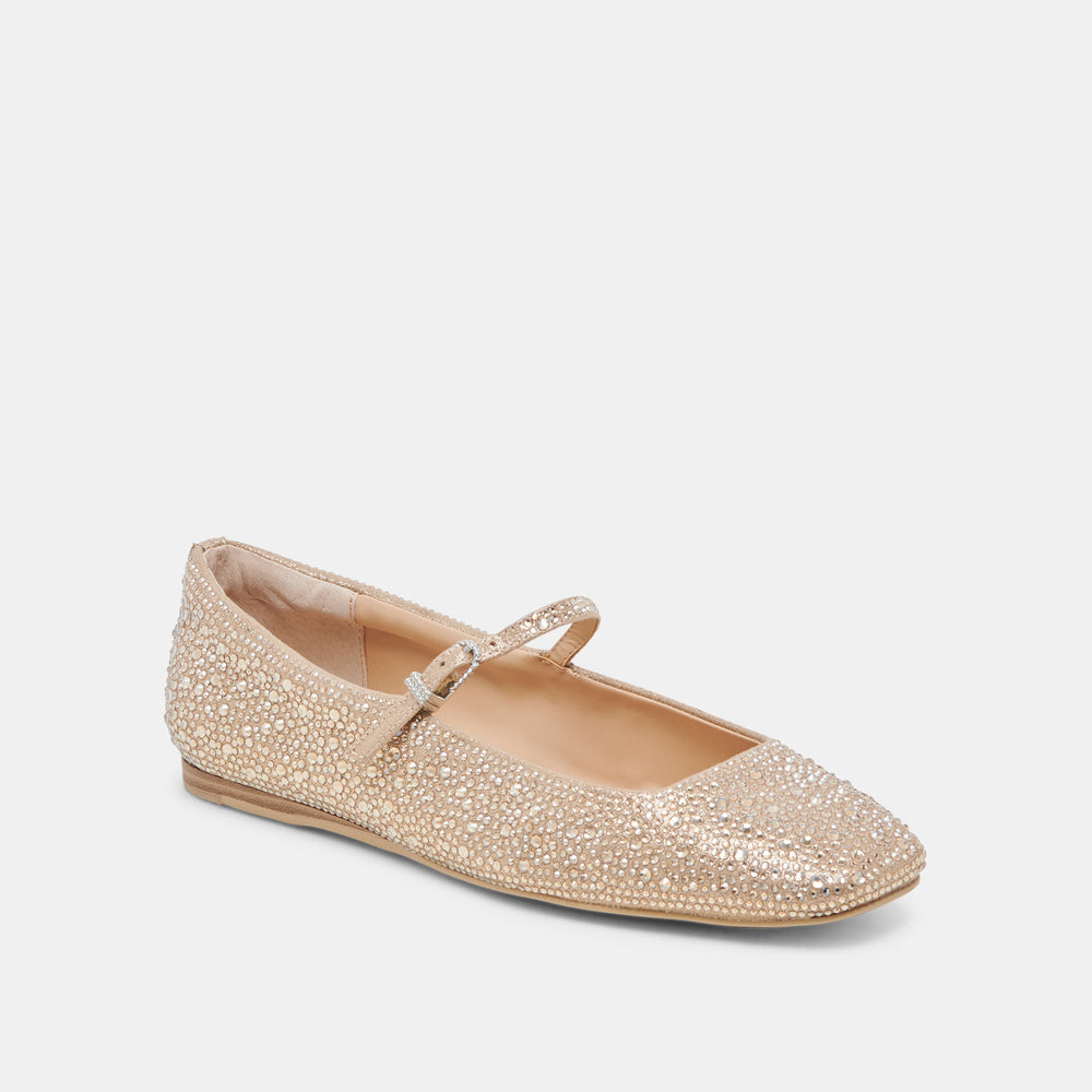 REYES CRYSTAL BALLET FLATS LIGHT GOLD CRYSTAL | Dolce Vita Women