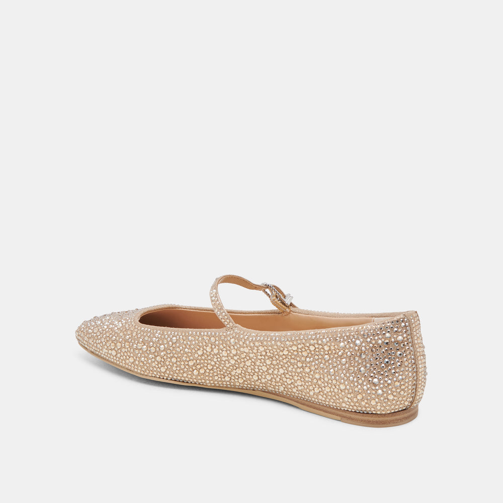 REYES CRYSTAL BALLET FLATS LIGHT GOLD CRYSTAL | Dolce Vita Women