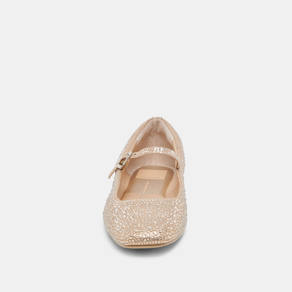 REYES CRYSTAL BALLET FLATS LIGHT GOLD CRYSTAL | Dolce Vita Women