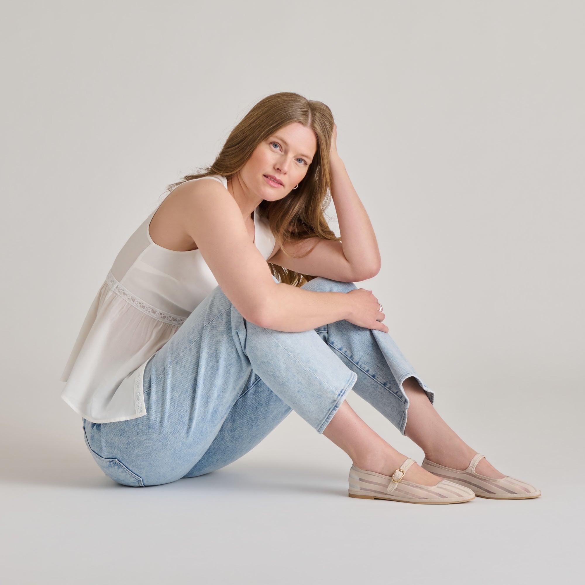 TAMEKA BALLET FLATS BONE STRIPE MESH | Women Dolce Vita