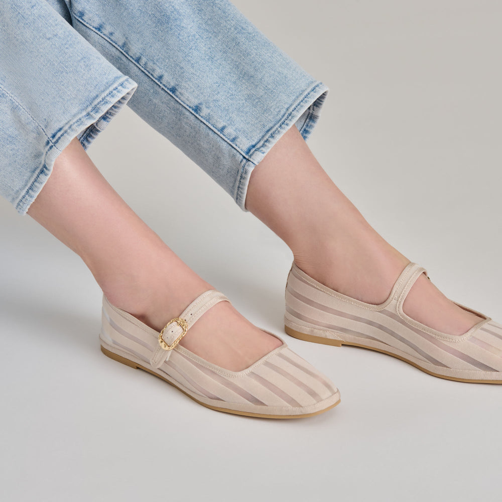 TAMEKA BALLET FLATS BONE STRIPE MESH | Women Dolce Vita