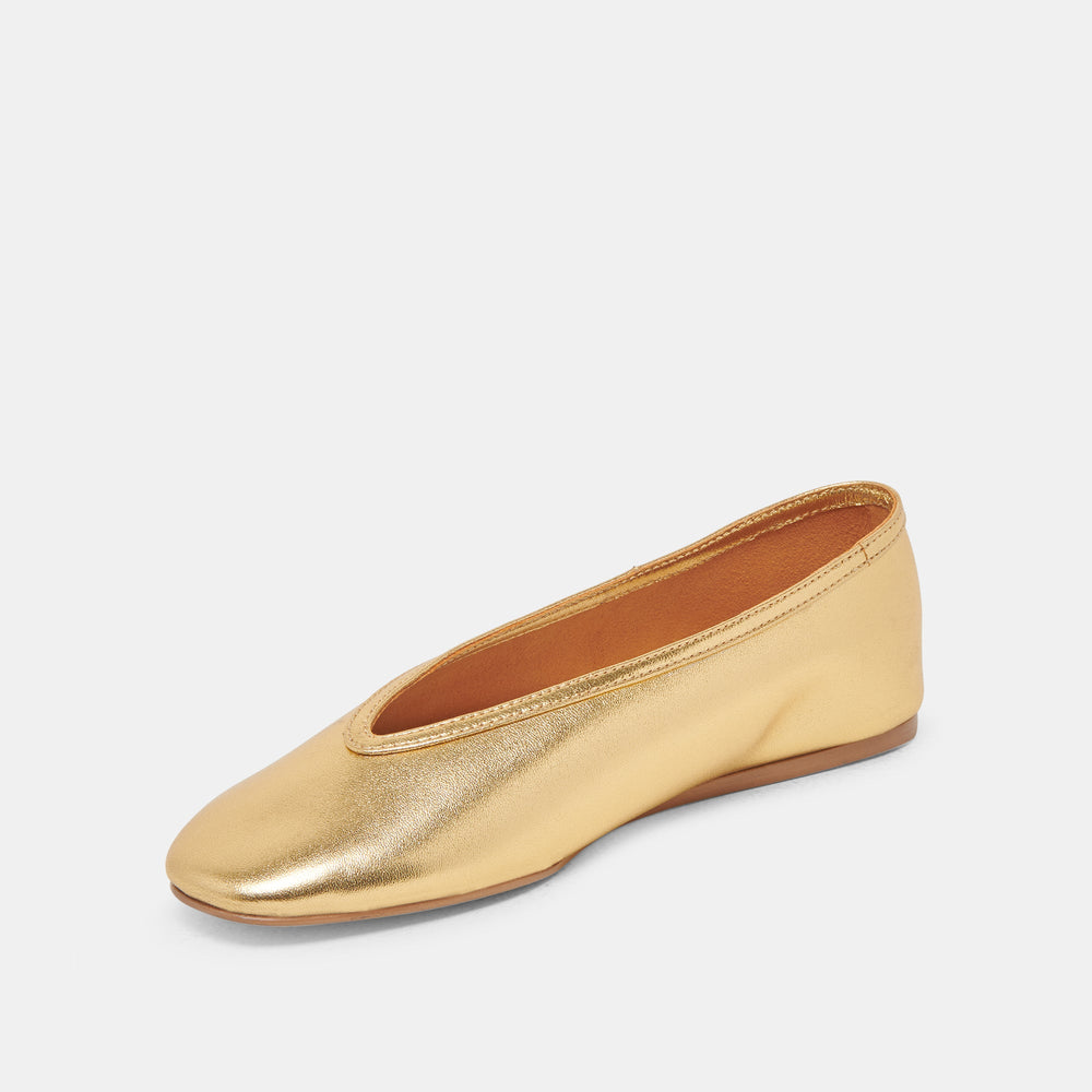Braidy Gold Metallic Leather Ballet Flats | Dolce Vita Women