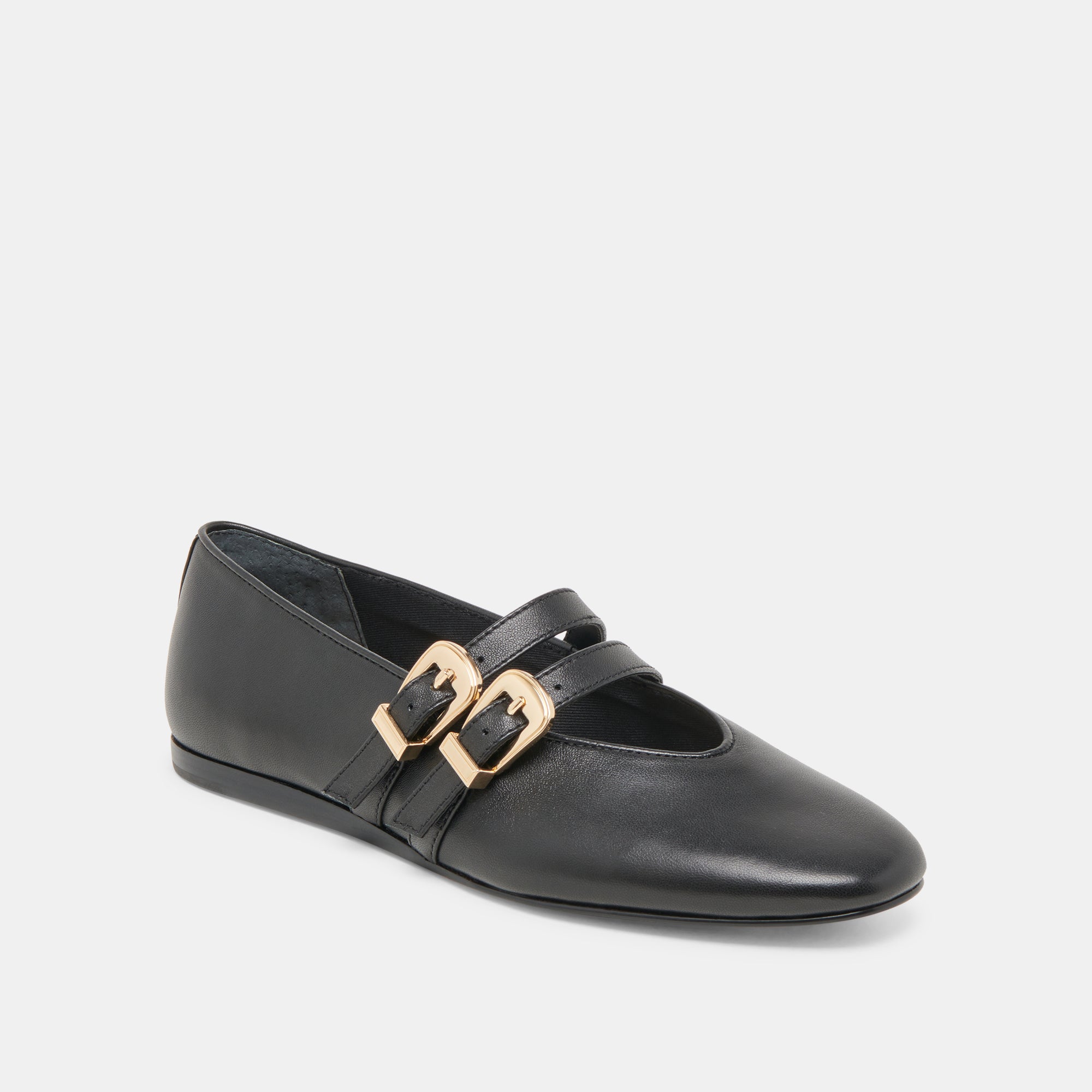 BAYLEE WIDE BALLET FLATS BLACK LEATHER | Women Dolce Vita
