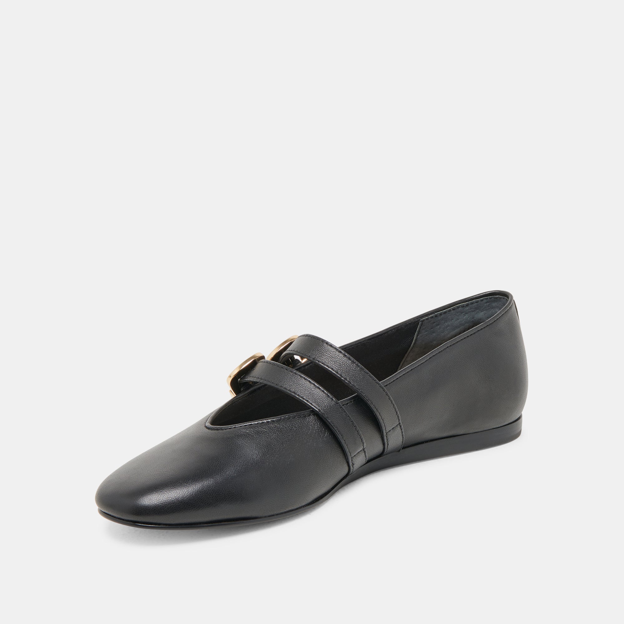 BAYLEE WIDE BALLET FLATS BLACK LEATHER | Women Dolce Vita