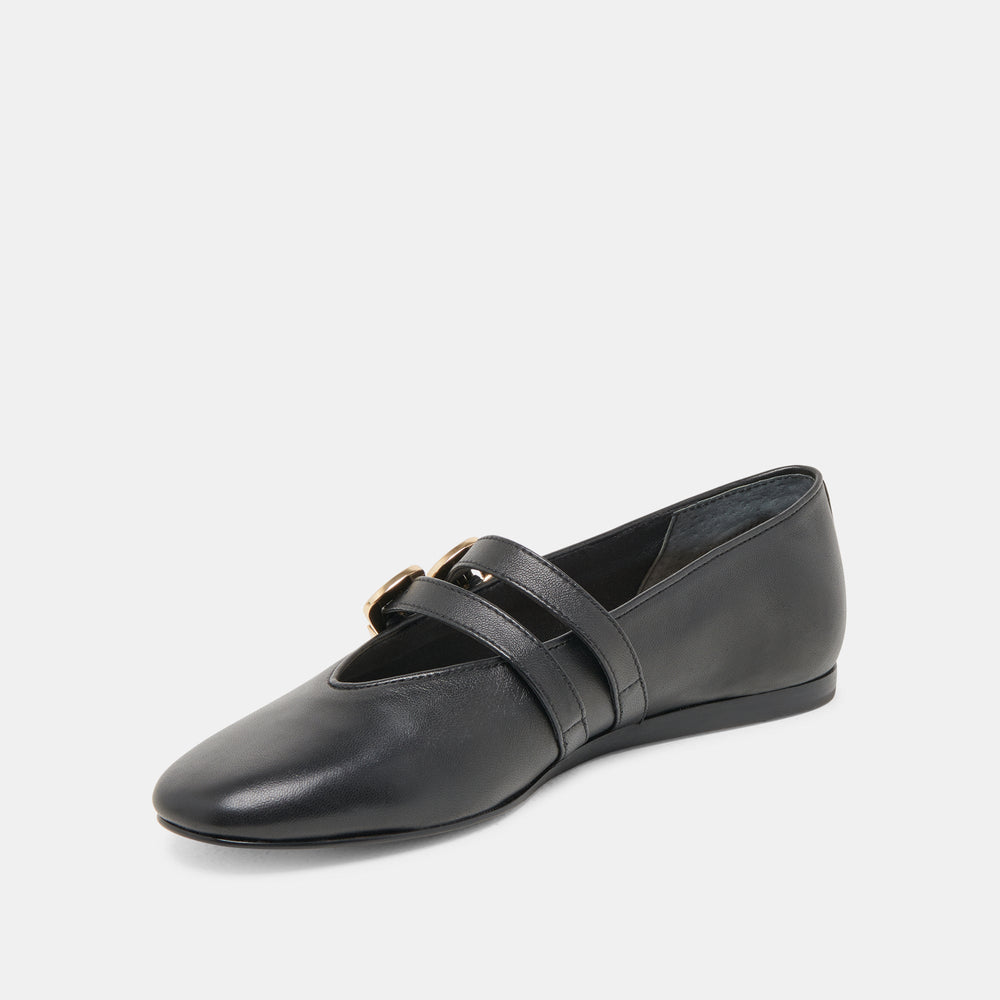 BAYLEE WIDE BALLET FLATS BLACK LEATHER | Women Dolce Vita