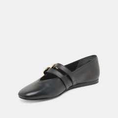 BAYLEE WIDE BALLET FLATS BLACK LEATHER | Women Dolce Vita