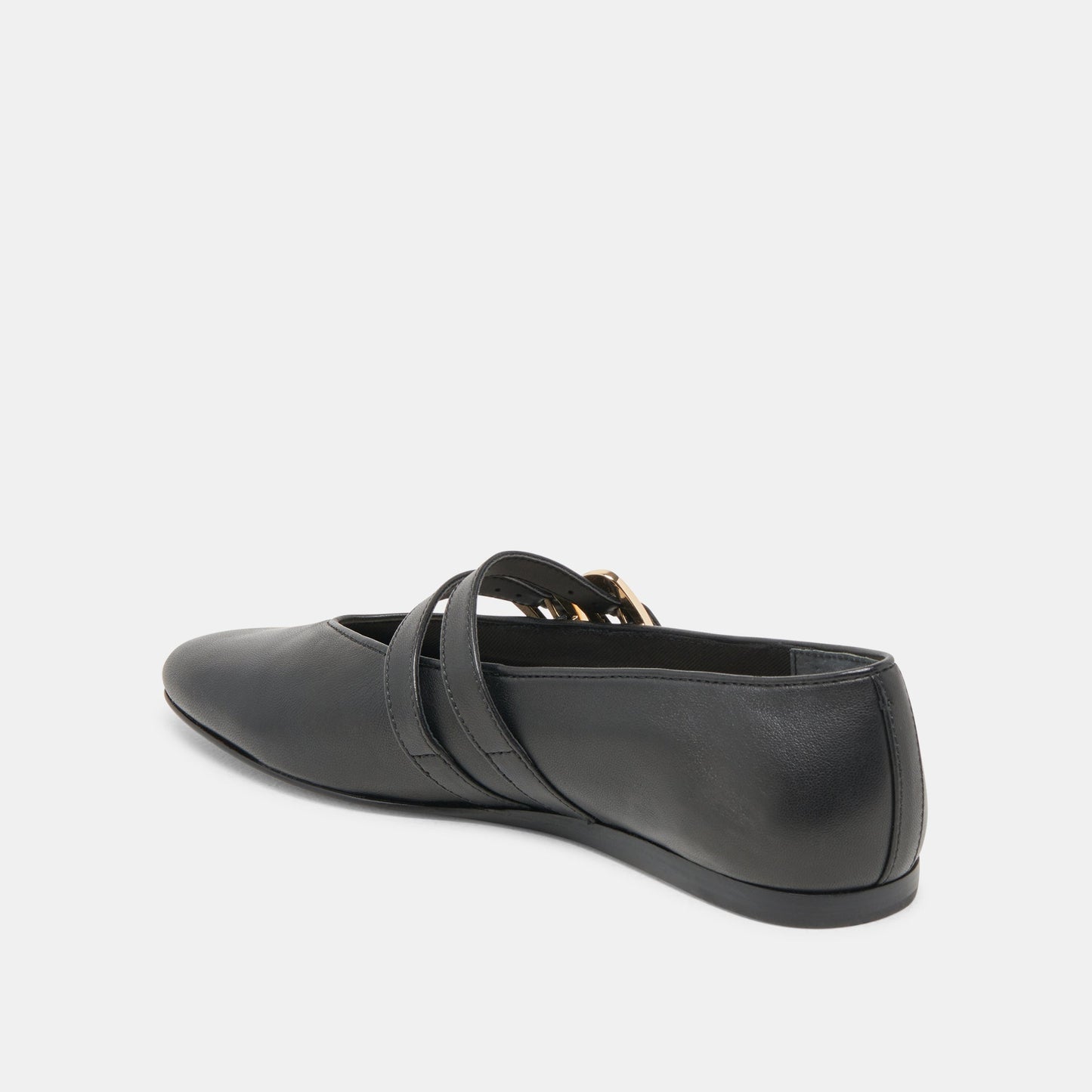 BAYLEE WIDE BALLET FLATS BLACK LEATHER - Dolce Vita