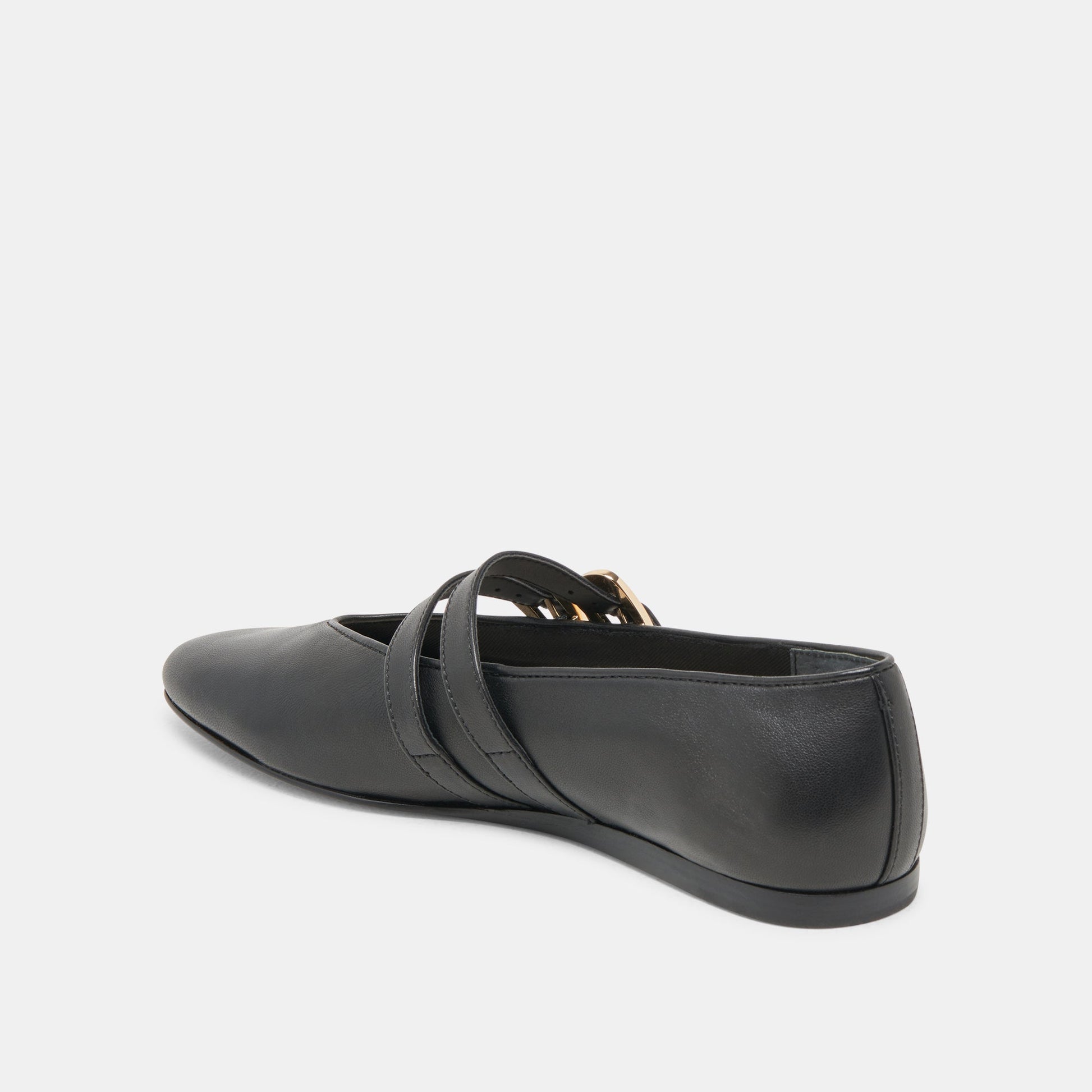 BAYLEE WIDE BALLET FLATS BLACK LEATHER - Dolce Vita
