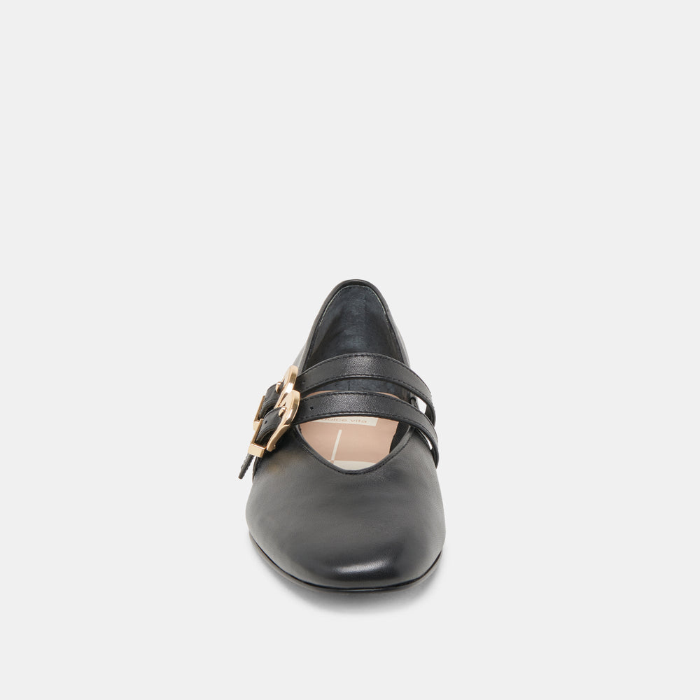BAYLEE WIDE BALLET FLATS BLACK LEATHER | Women Dolce Vita
