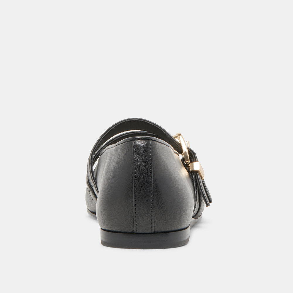 BAYLEE WIDE BALLET FLATS BLACK LEATHER | Women Dolce Vita