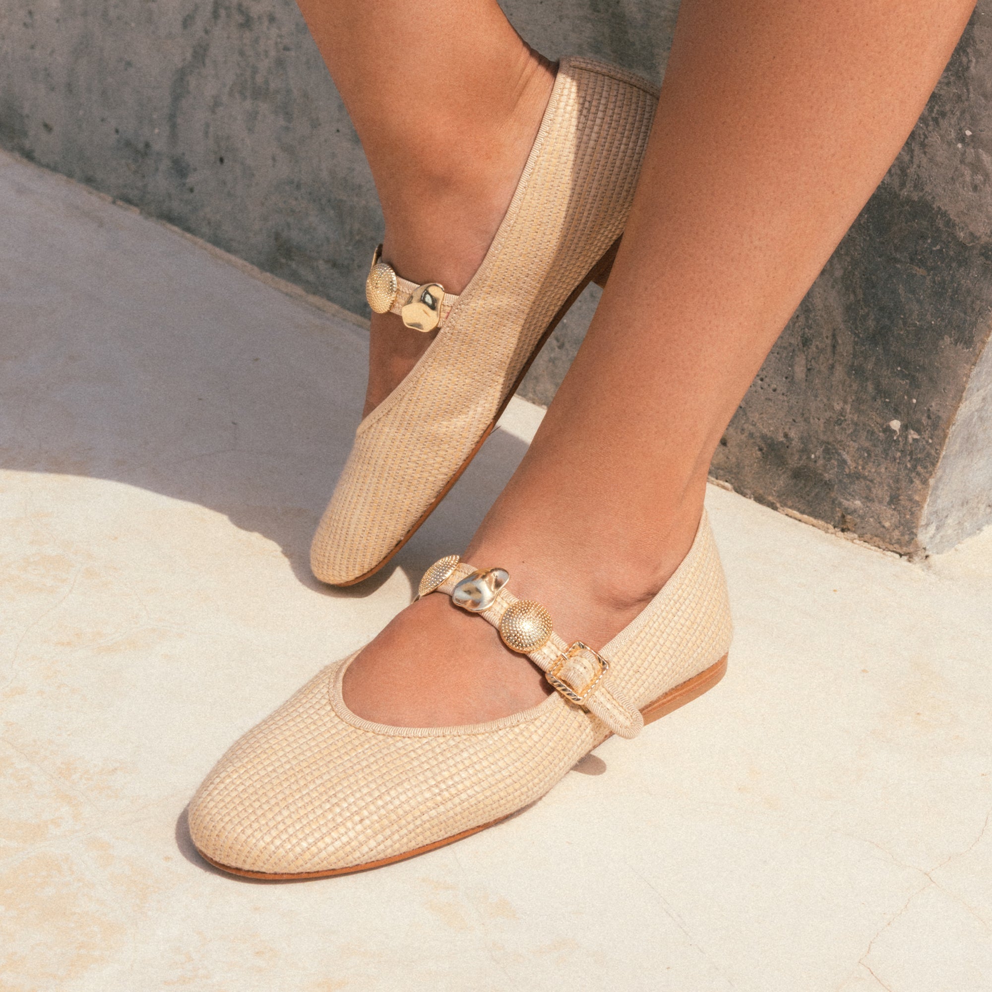 RELAN BALLET FLATS LT NATURAL RAFFIA | Women Dolce Vita