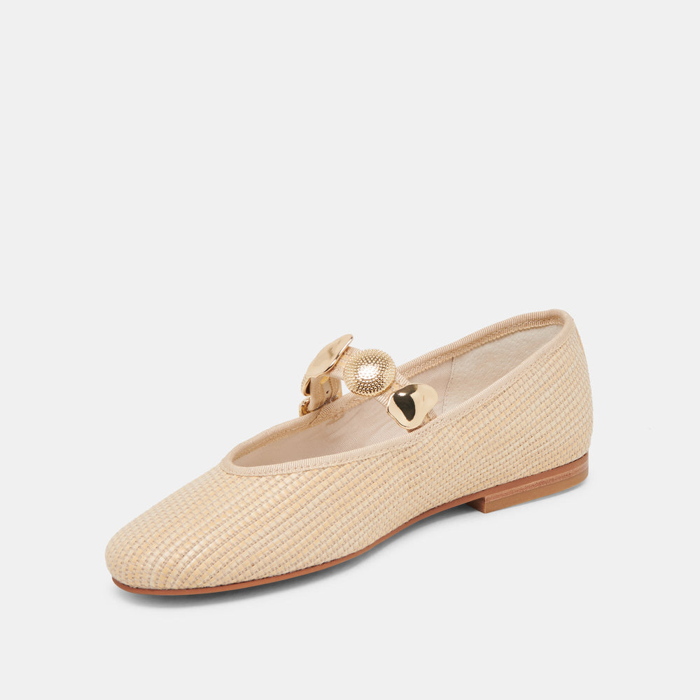 RELAN BALLET FLATS LT NATURAL RAFFIA | Women Dolce Vita