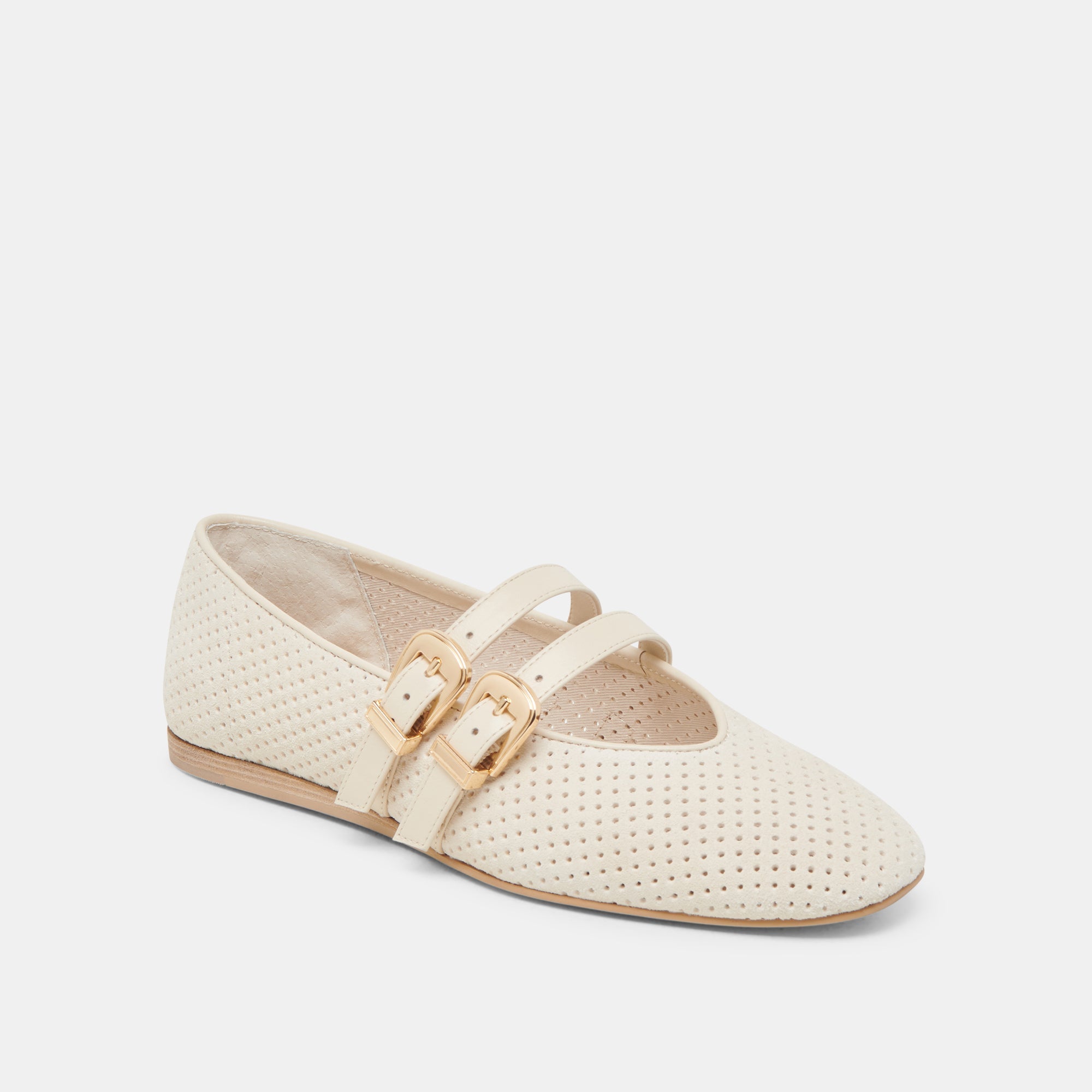 Baylee Wide Bone Perforated Suede Ballet Flats | Dolce Vita Women