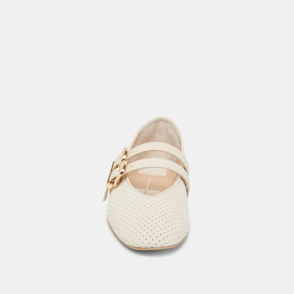 Baylee Wide Bone Perforated Suede Ballet Flats | Dolce Vita Women