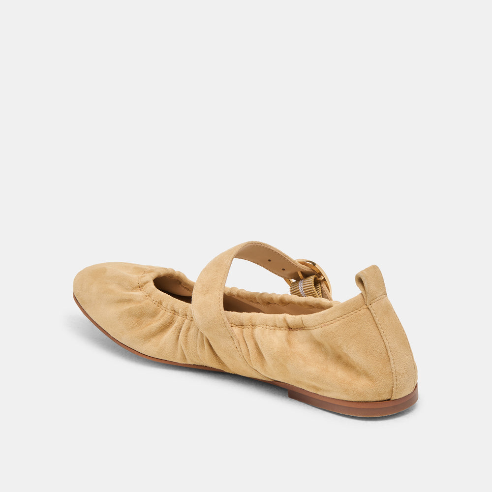 Caely Honey Suede Ballet Flats | Women Dolce Vita