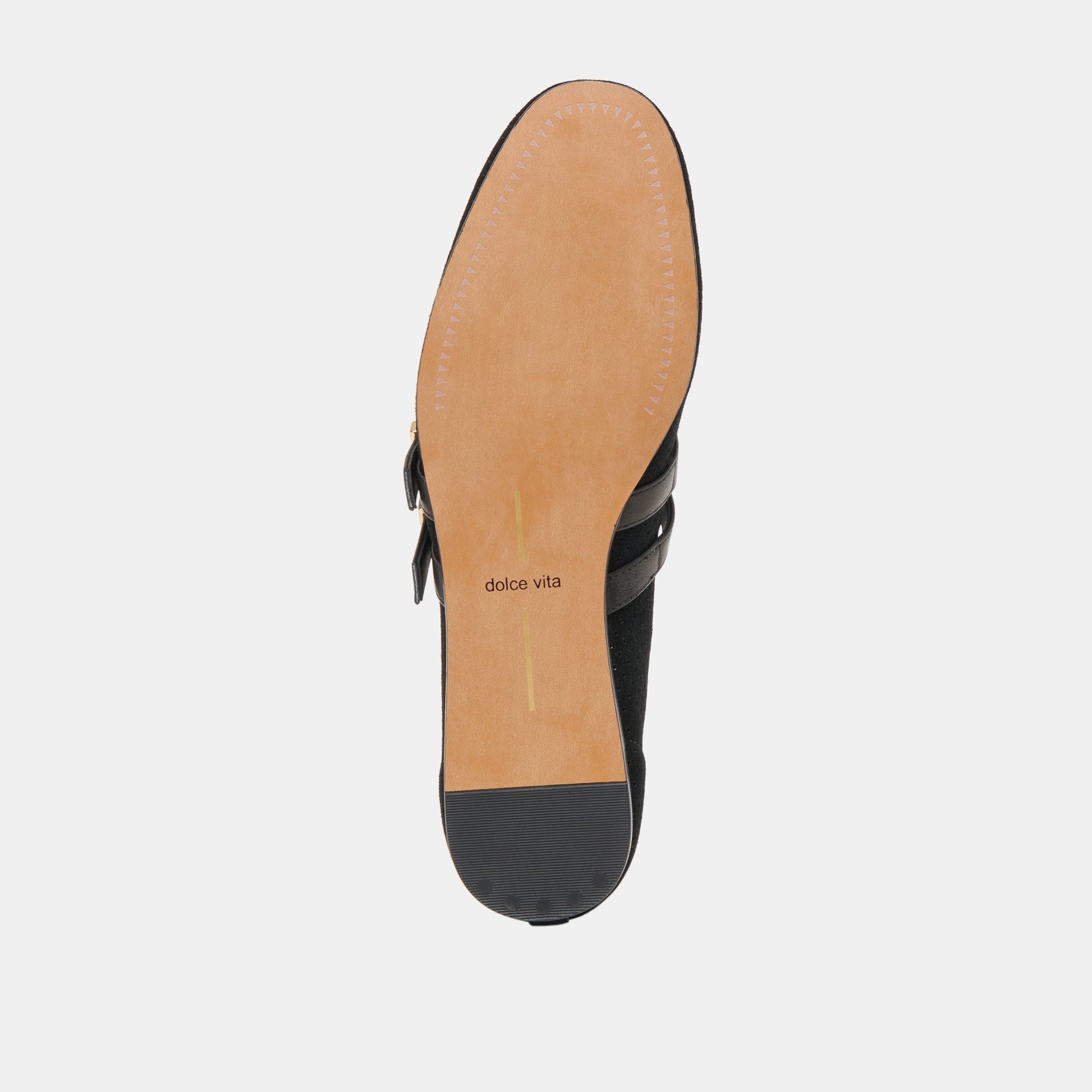 Baylee Wide Onyx Perforated Suede Ballet Flats | Women Dolce Vita