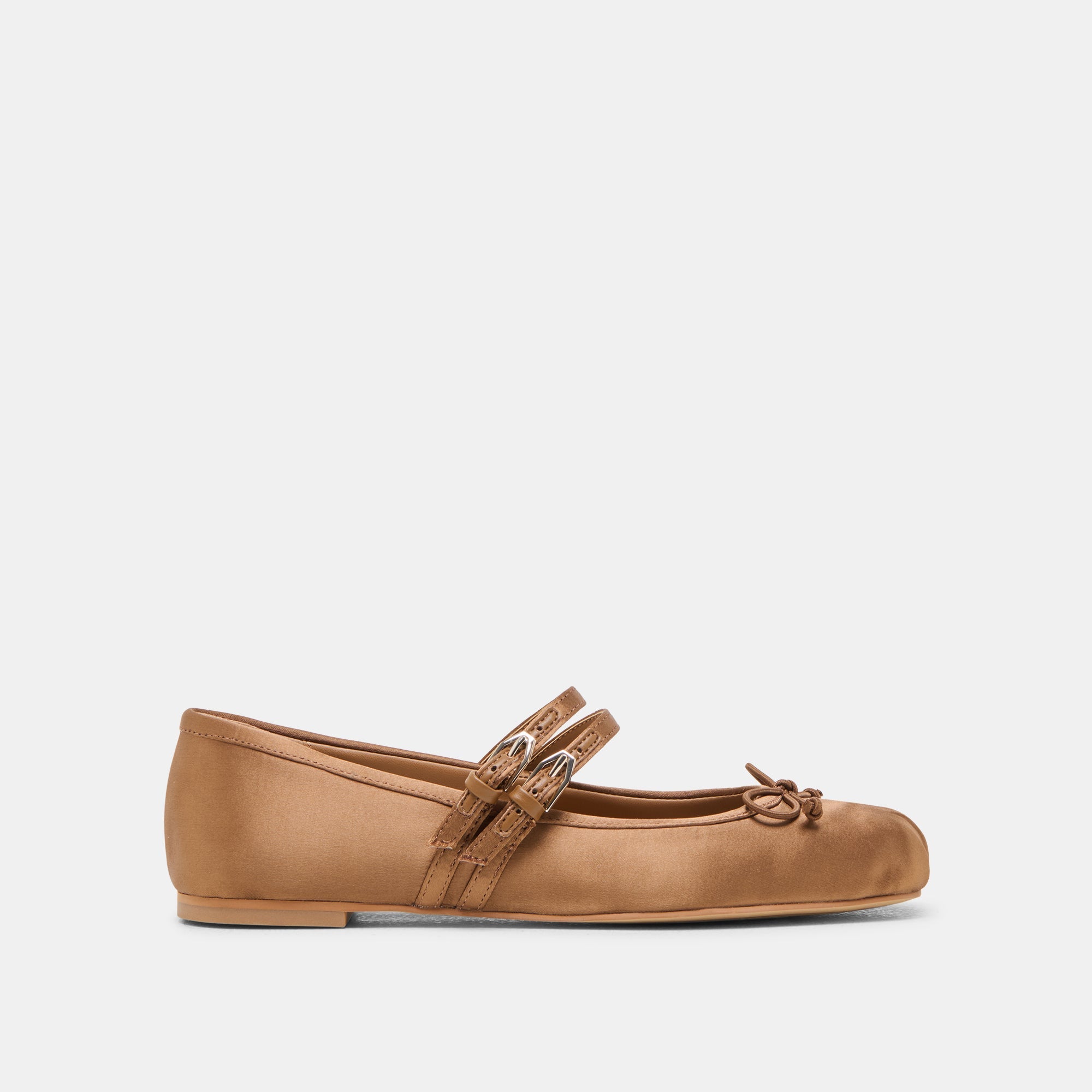Gibsen Mid Brown Satin Ballet Flats | Dolce Vita Women