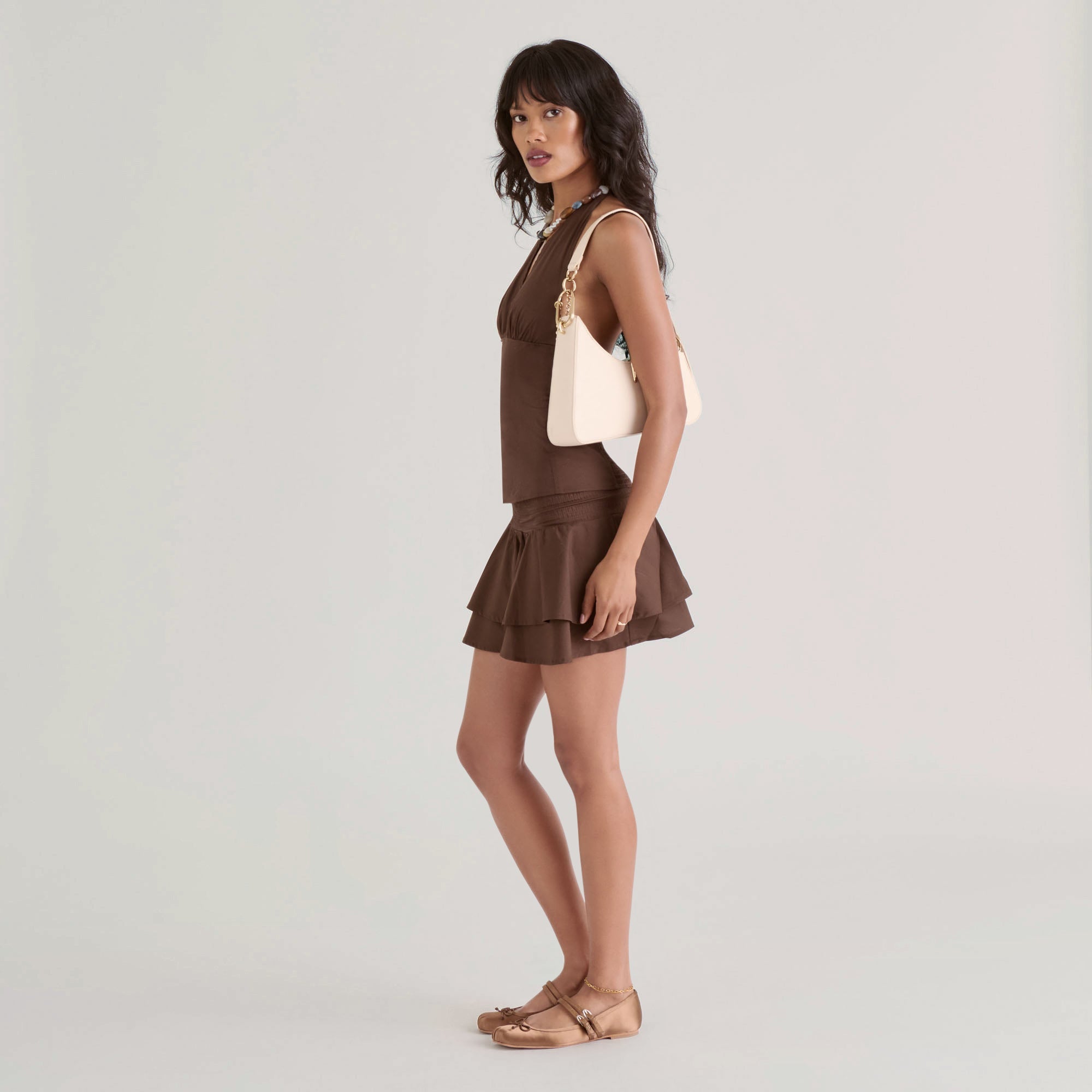 Gibsen Mid Brown Satin Ballet Flats | Dolce Vita Women