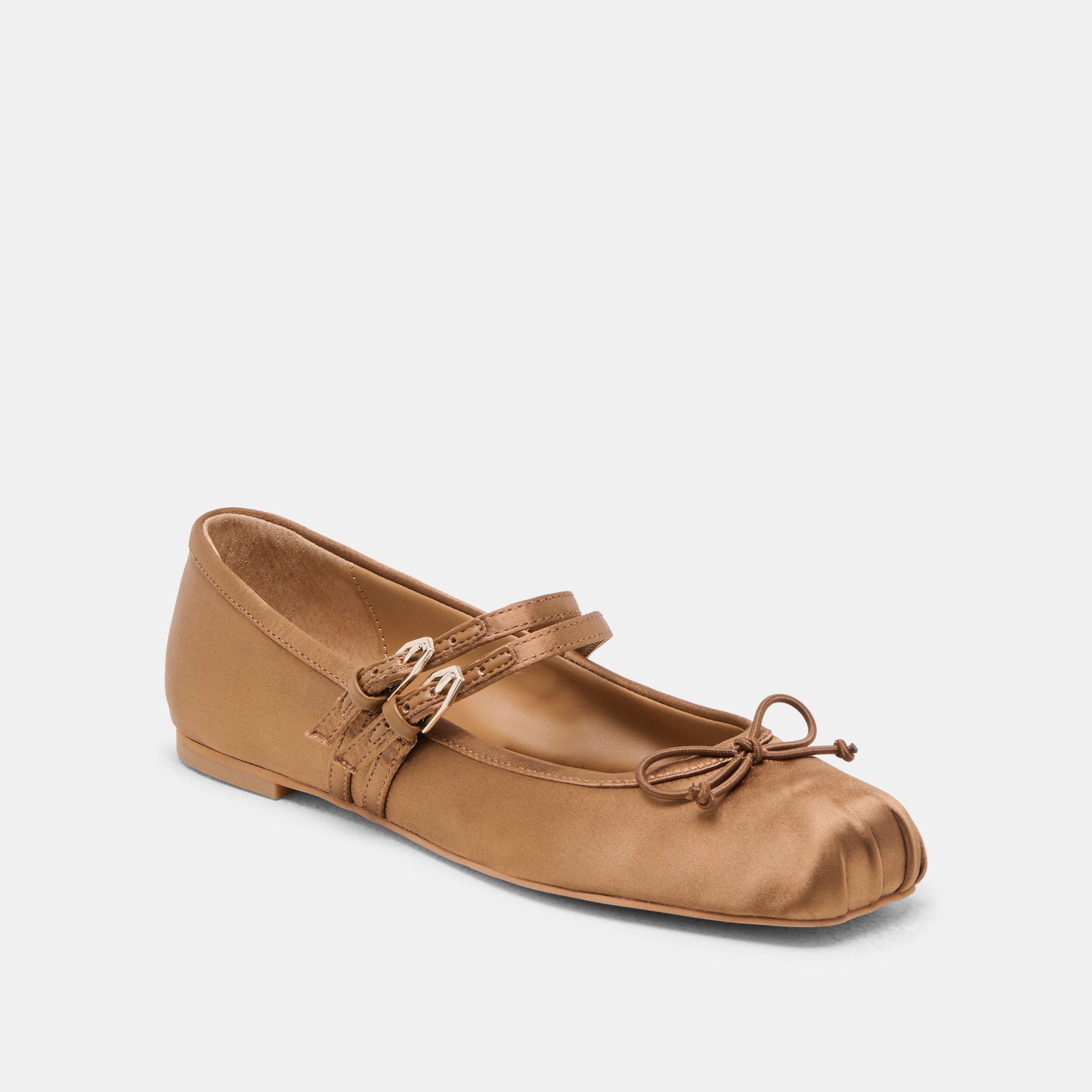 Gibsen Mid Brown Satin Ballet Flats | Dolce Vita Women