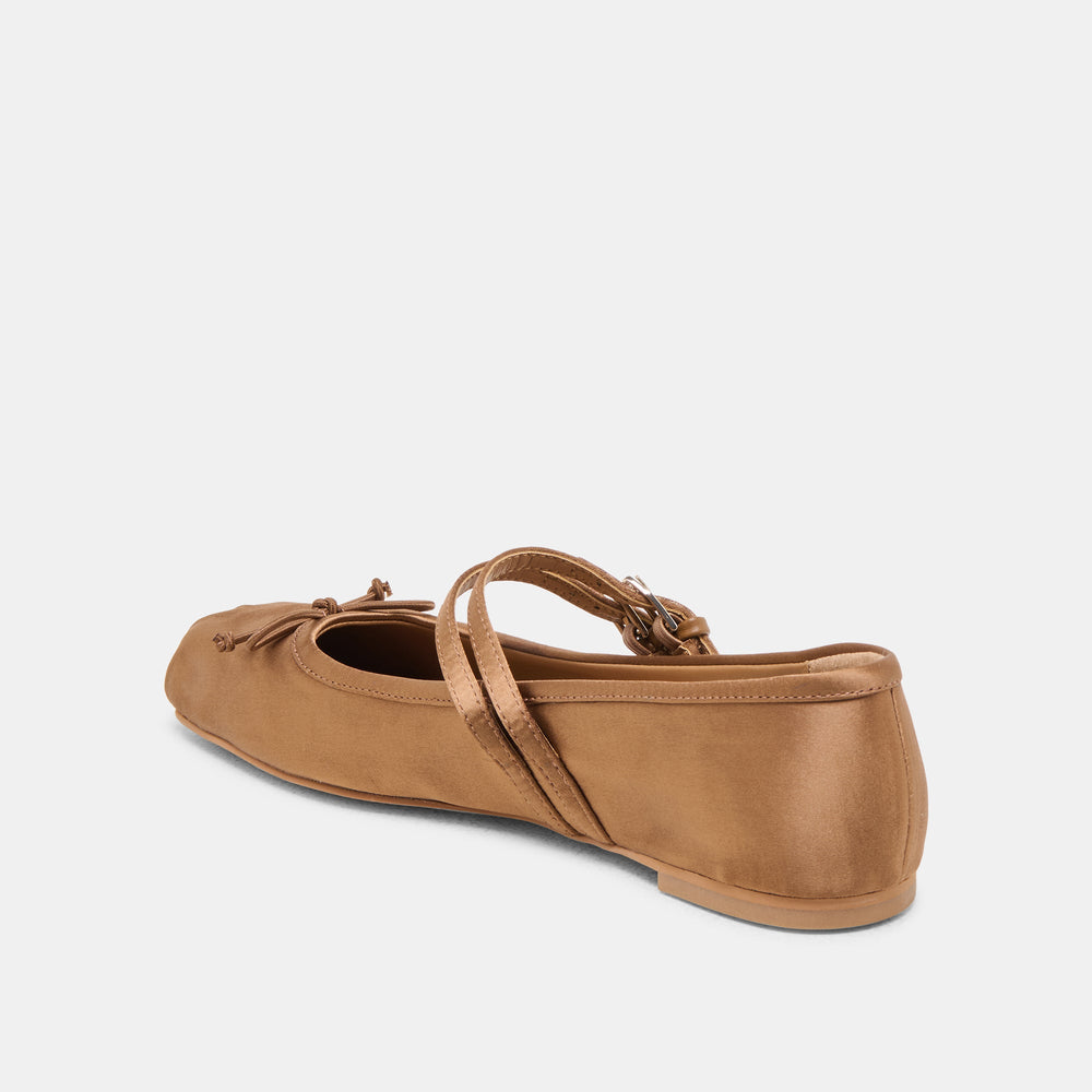 Gibsen Mid Brown Satin Ballet Flats | Dolce Vita Women