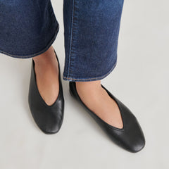 Braidy Black Leather Ballet Flats | Women Dolce Vita