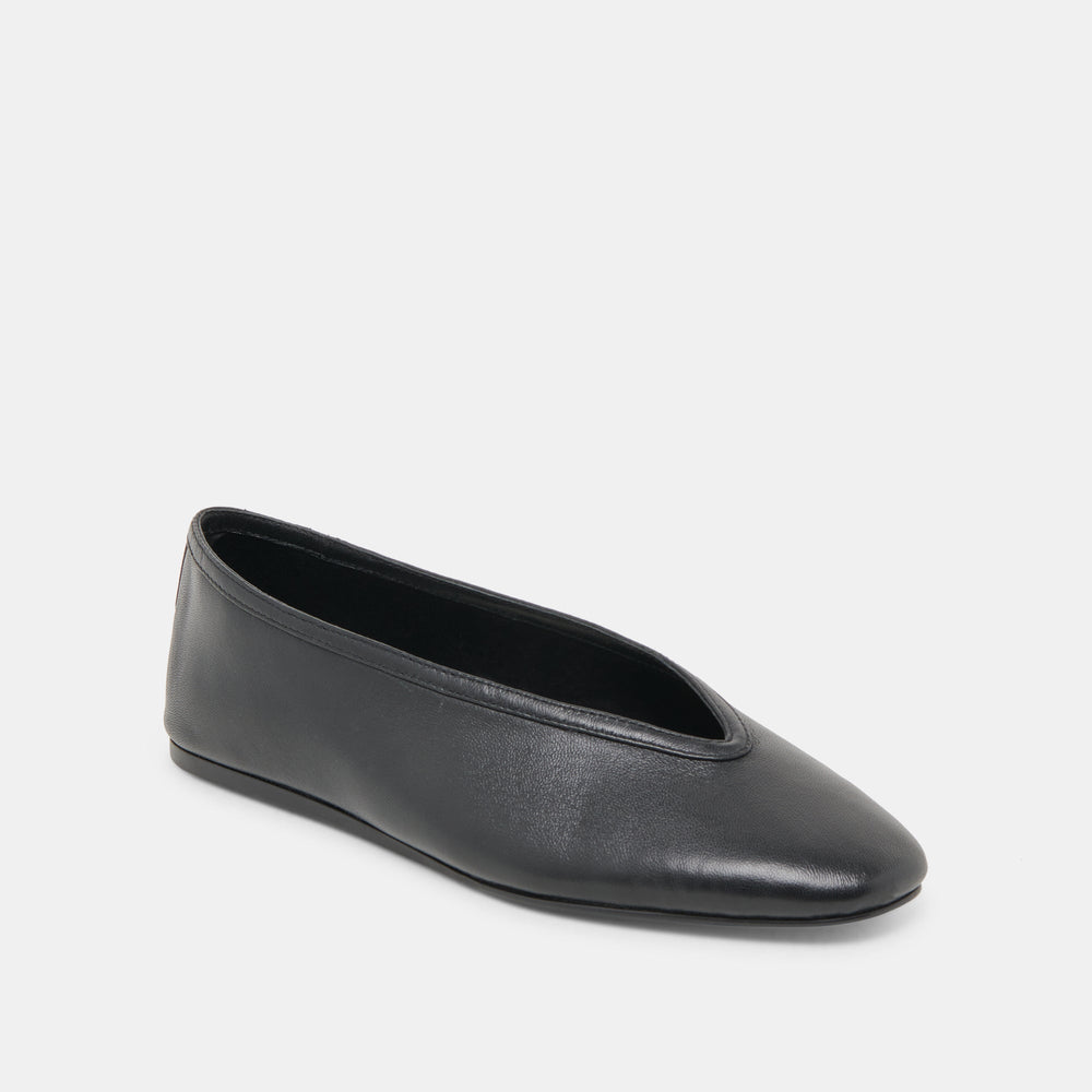 Braidy Black Leather Ballet Flats | Women Dolce Vita