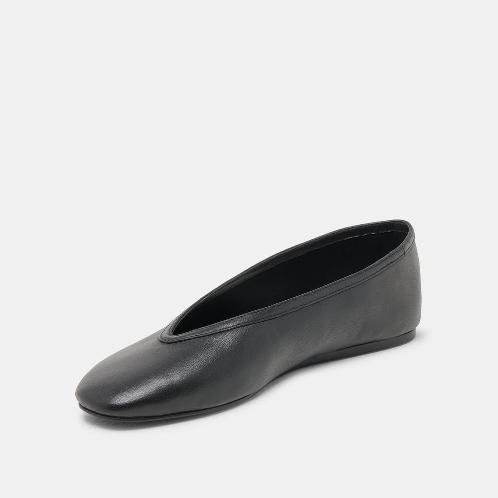 Braidy Black Leather Ballet Flats | Women Dolce Vita