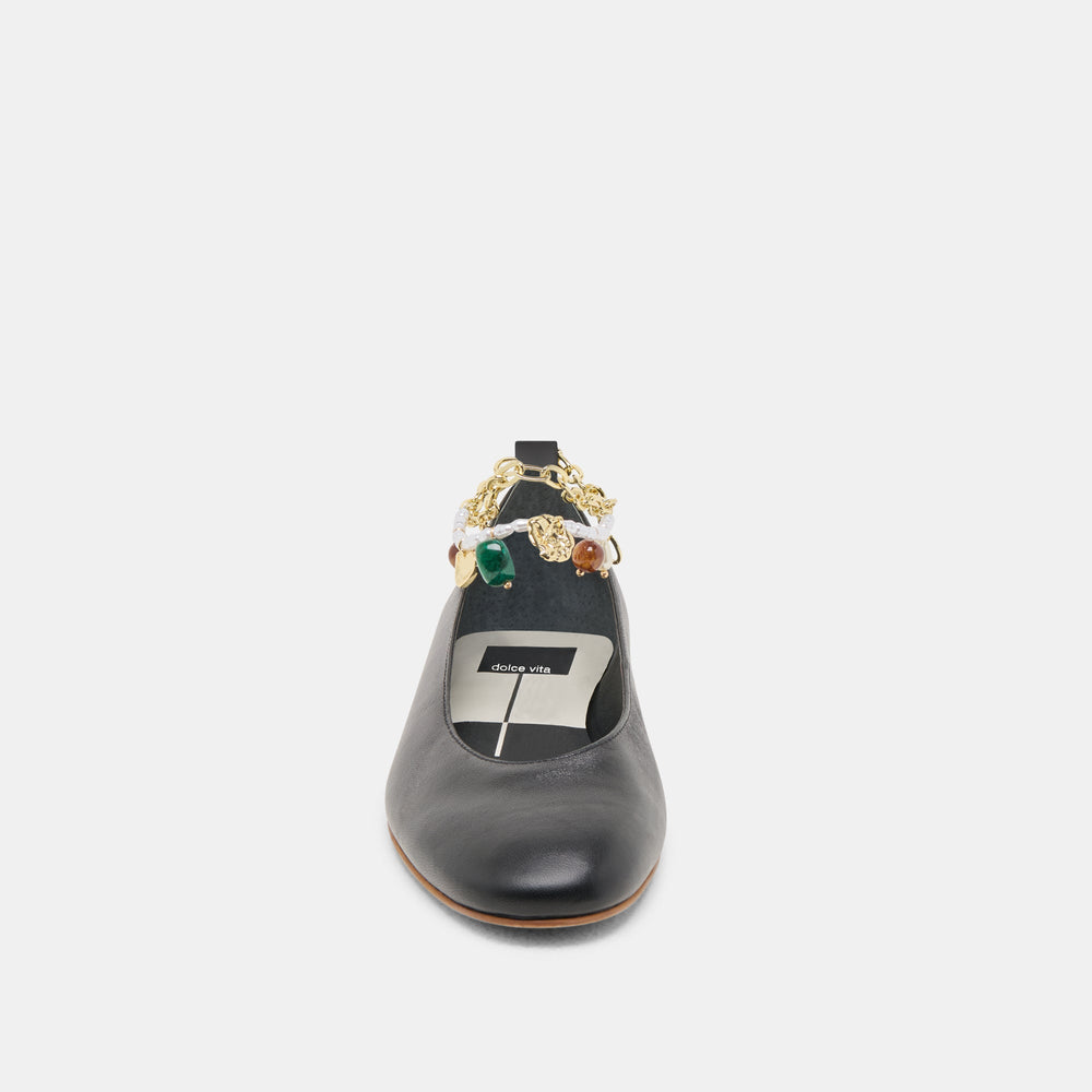 Baiden Black Leather Ballet Flats | Dolce Vita Women