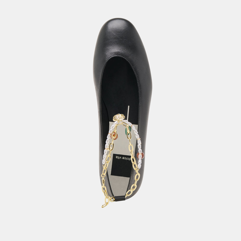 Baiden Black Leather Ballet Flats | Dolce Vita Women