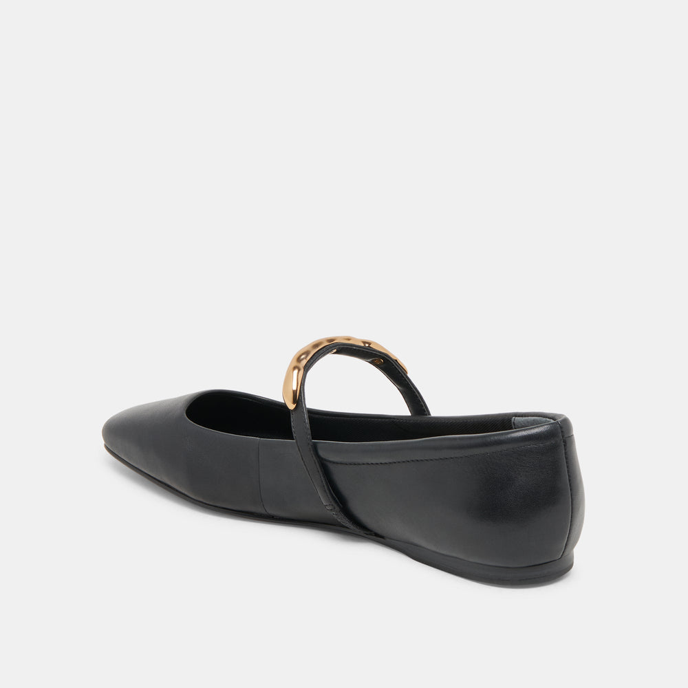 RADYA BALLET FLATS BLACK LEATHER | Women Dolce Vita