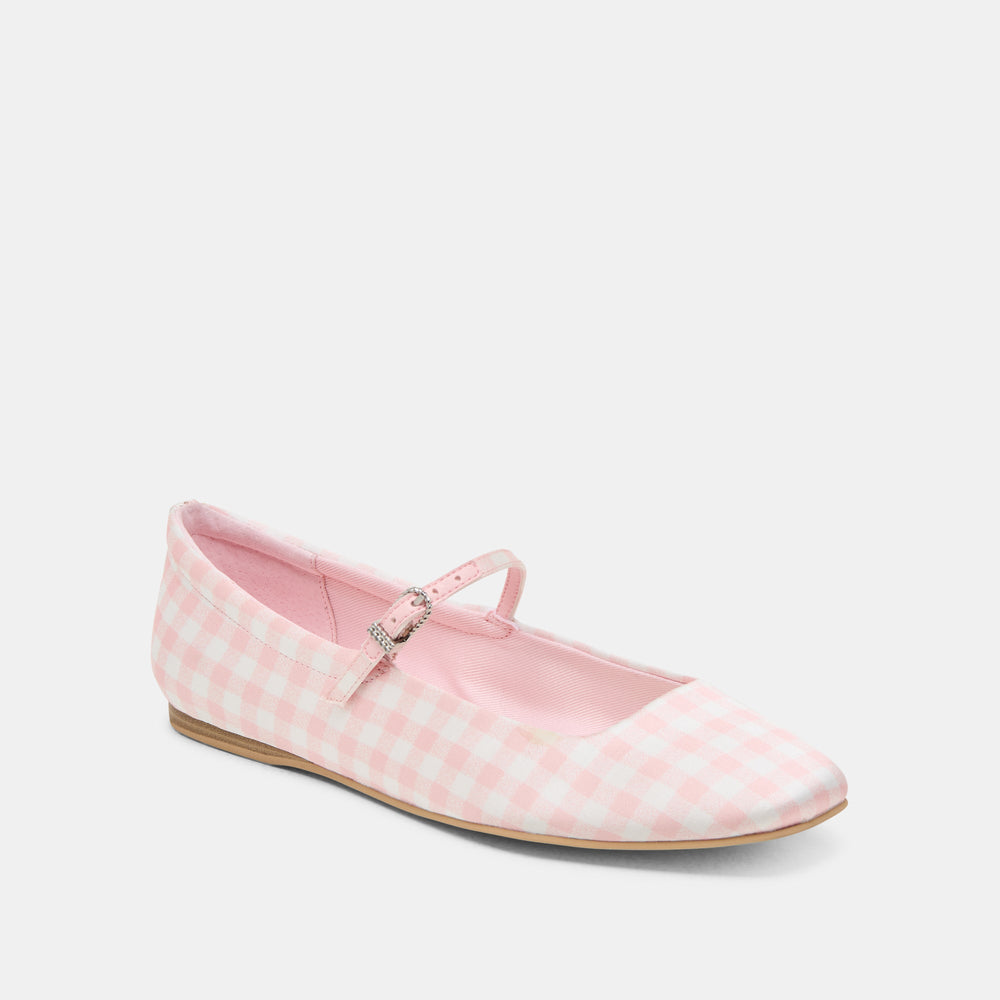 Reyes X Byrdie Golf Pink Plaid Gingham Wide Ballet Flats | Women Dolce Vita
