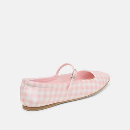 Reyes X Byrdie Golf Pink Plaid Gingham Wide Ballet Flats - Dolce Vita