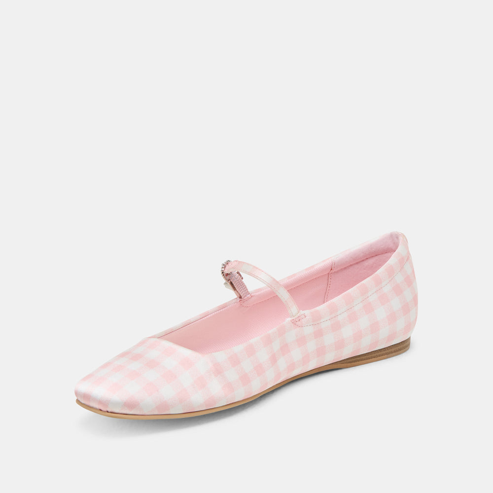 Reyes X Byrdie Golf Pink Plaid Gingham Wide Ballet Flats | Women Dolce Vita