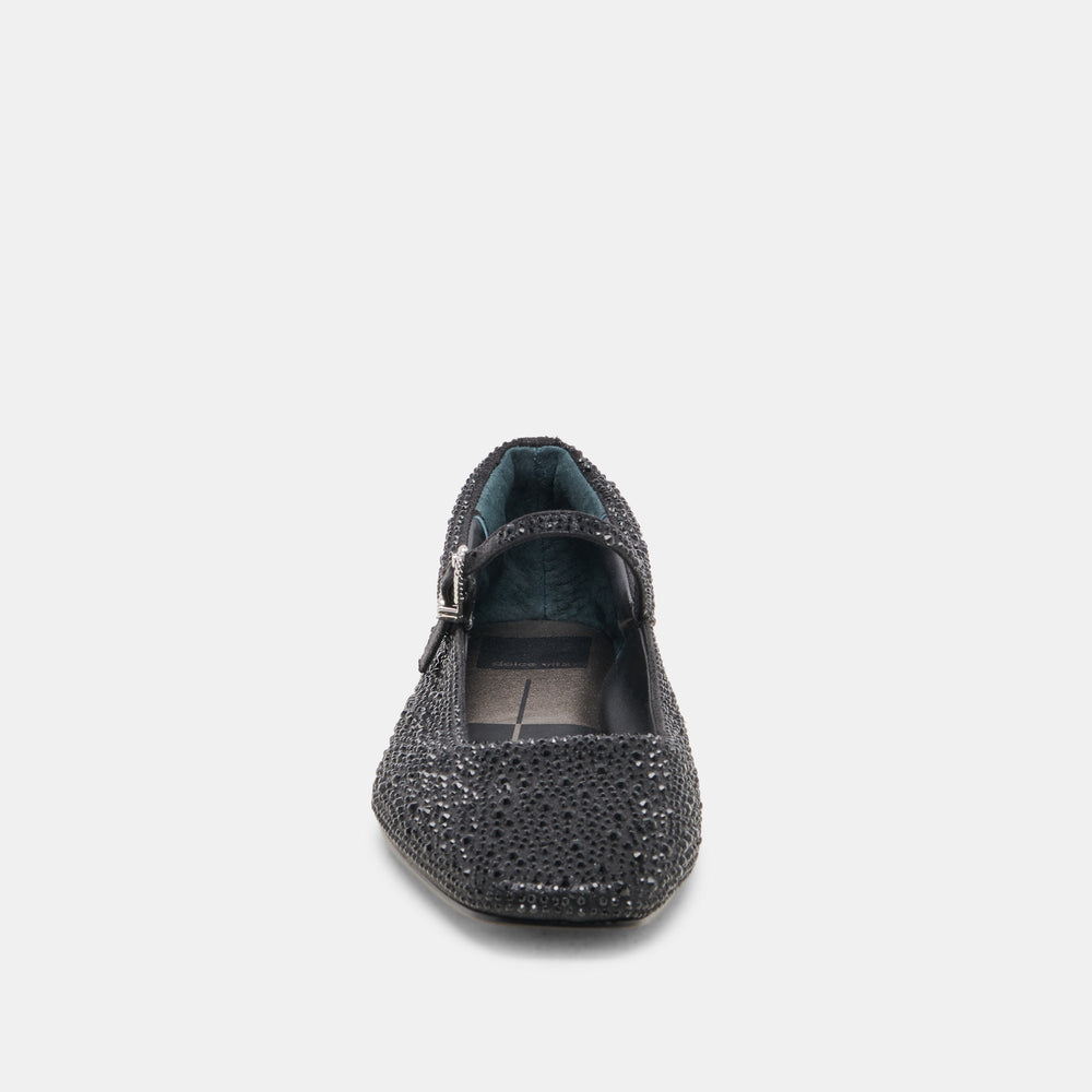 REYES CRYSTAL BALLET FLATS BLACK METALLIC CRYSTAL | Dolce Vita Women
