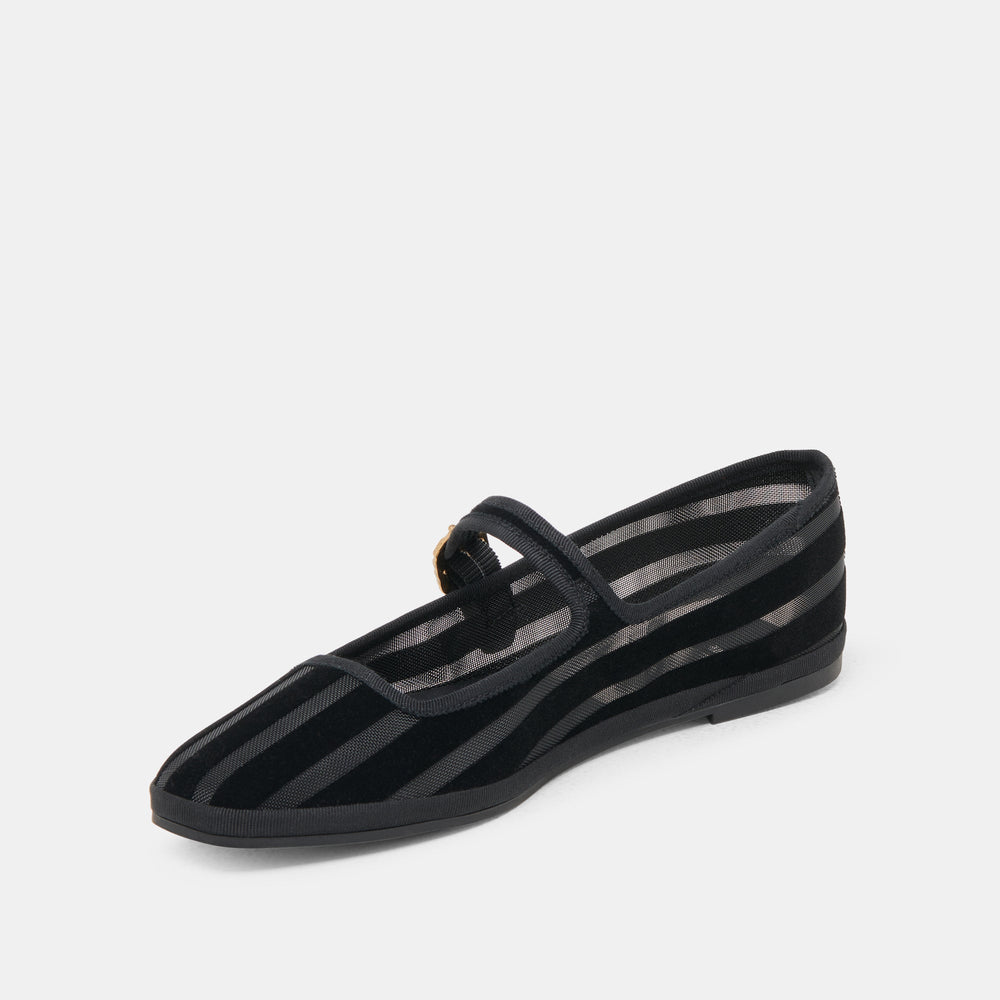 TAMEKA BALLET FLATS BLACK STRIPE MESH | Women Dolce Vita