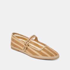 TAMEKA BALLET FLATS TAN STRIPE MESH | Dolce Vita Women