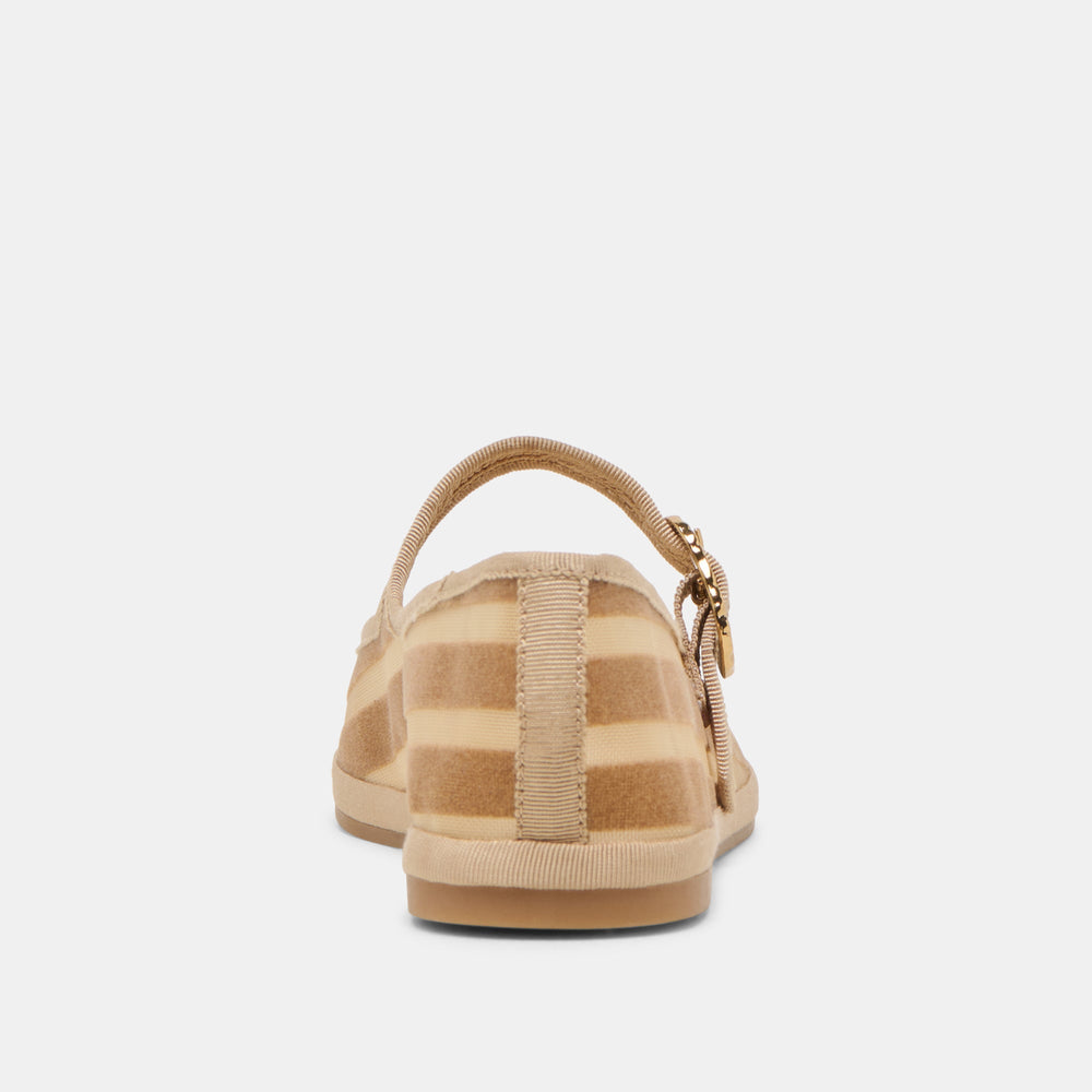 TAMEKA BALLET FLATS TAN STRIPE MESH | Dolce Vita Women