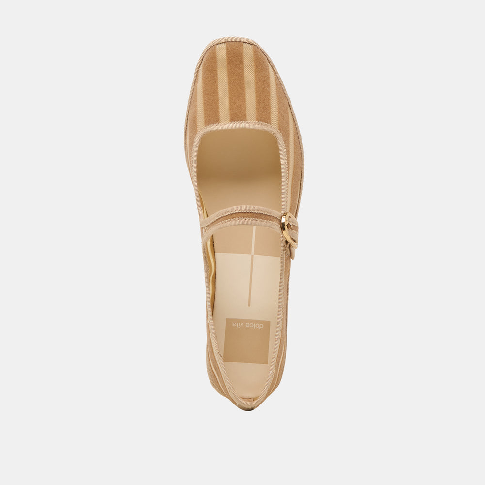 TAMEKA BALLET FLATS TAN STRIPE MESH | Dolce Vita Women