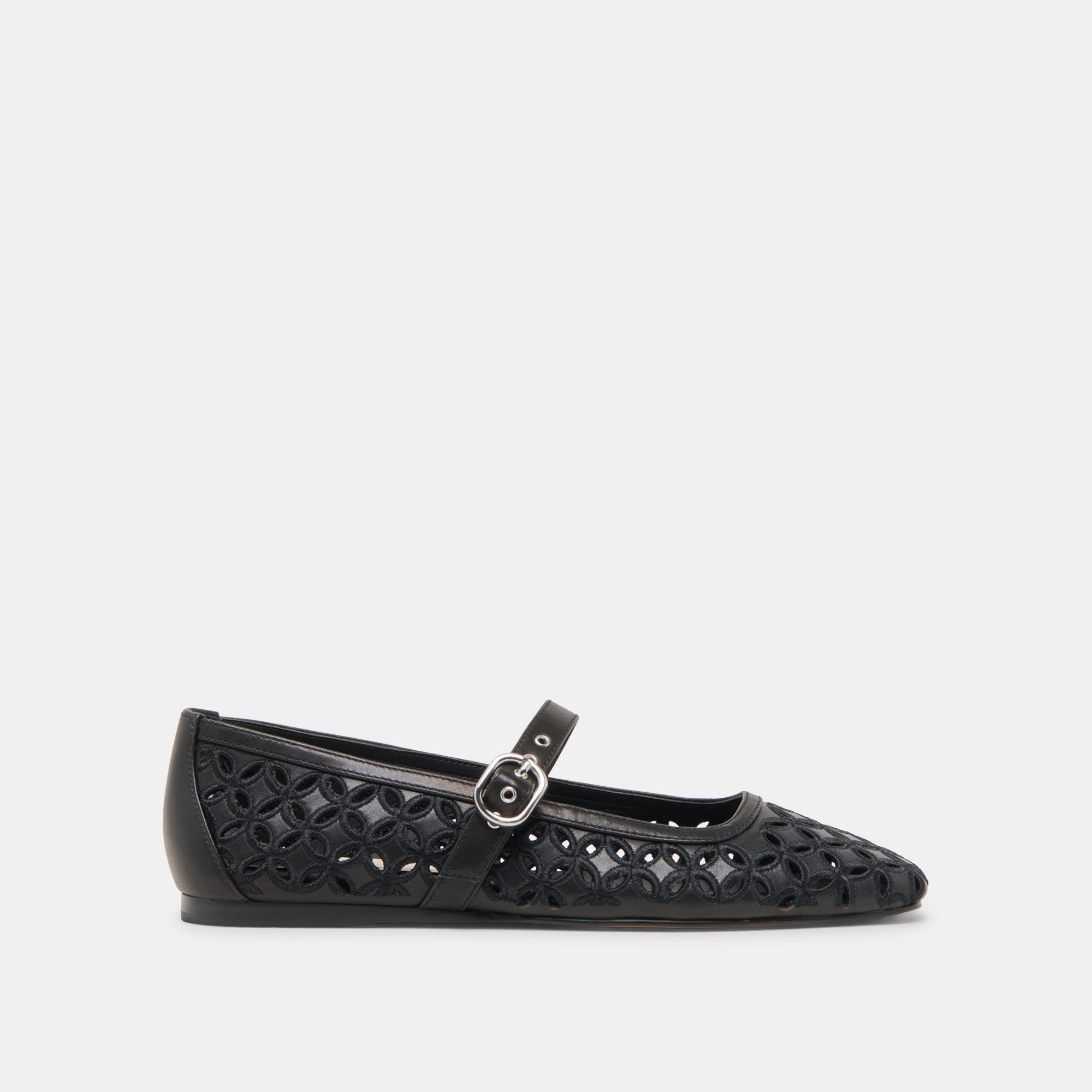 RODNI EYELET PERF BALLET FLATS BLACK LEATHER | Women Dolce Vita