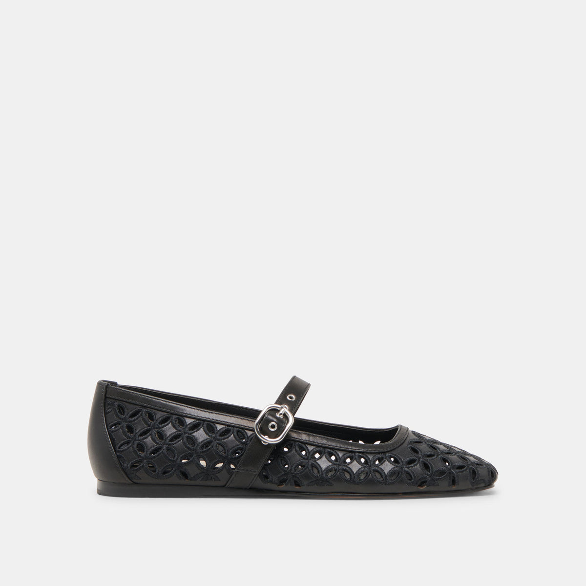 RODNI EYELET PERF BALLET FLATS BLACK LEATHER | Women Dolce Vita