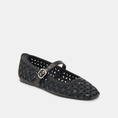 RODNI EYELET PERF BALLET FLATS BLACK LEATHER | Women Dolce Vita
