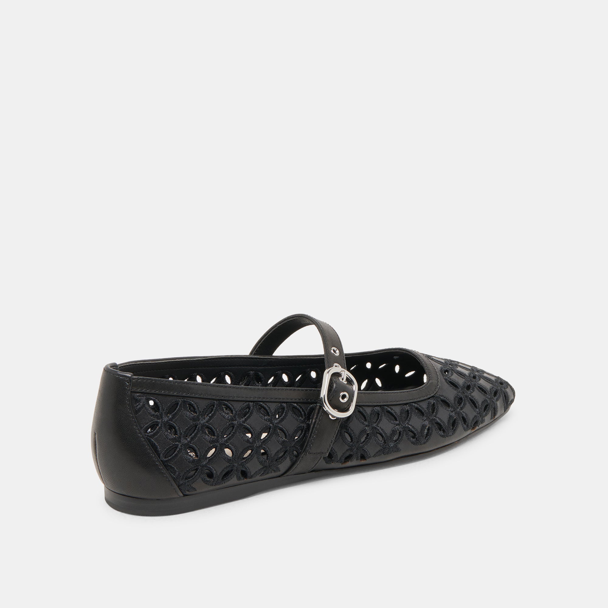 RODNI EYELET PERF BALLET FLATS BLACK LEATHER | Women Dolce Vita