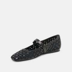 RODNI EYELET PERF BALLET FLATS BLACK LEATHER | Women Dolce Vita