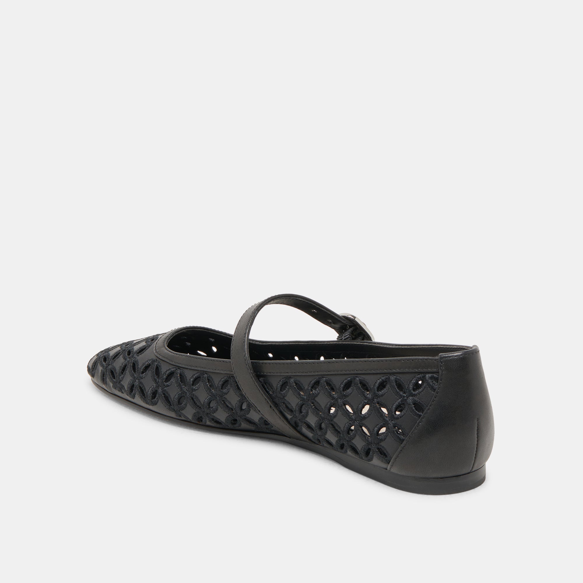 RODNI EYELET PERF BALLET FLATS BLACK LEATHER | Women Dolce Vita