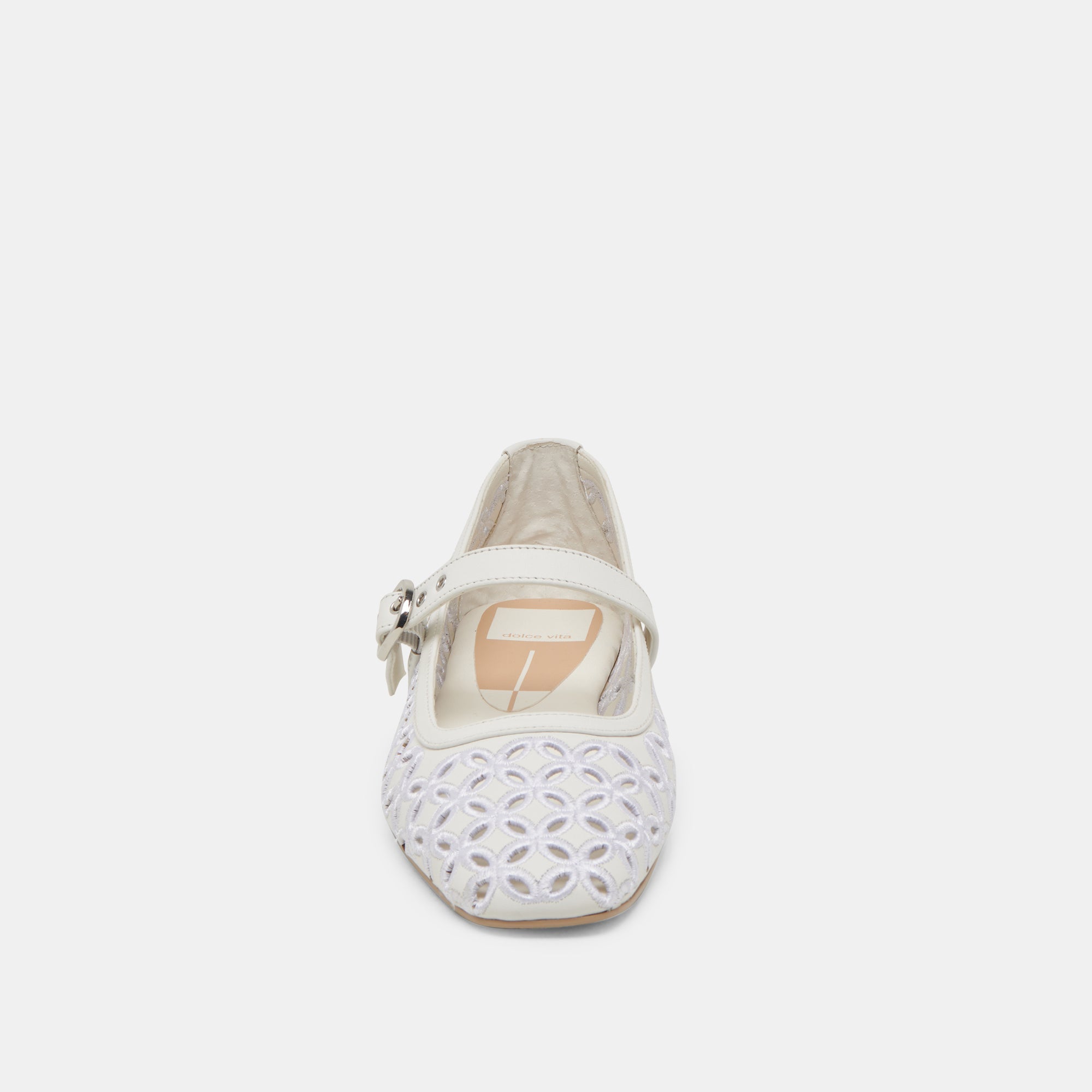 RODNI EYELET PERF BALLET FLATS TRUE WHITE LEATHER | Women Dolce Vita