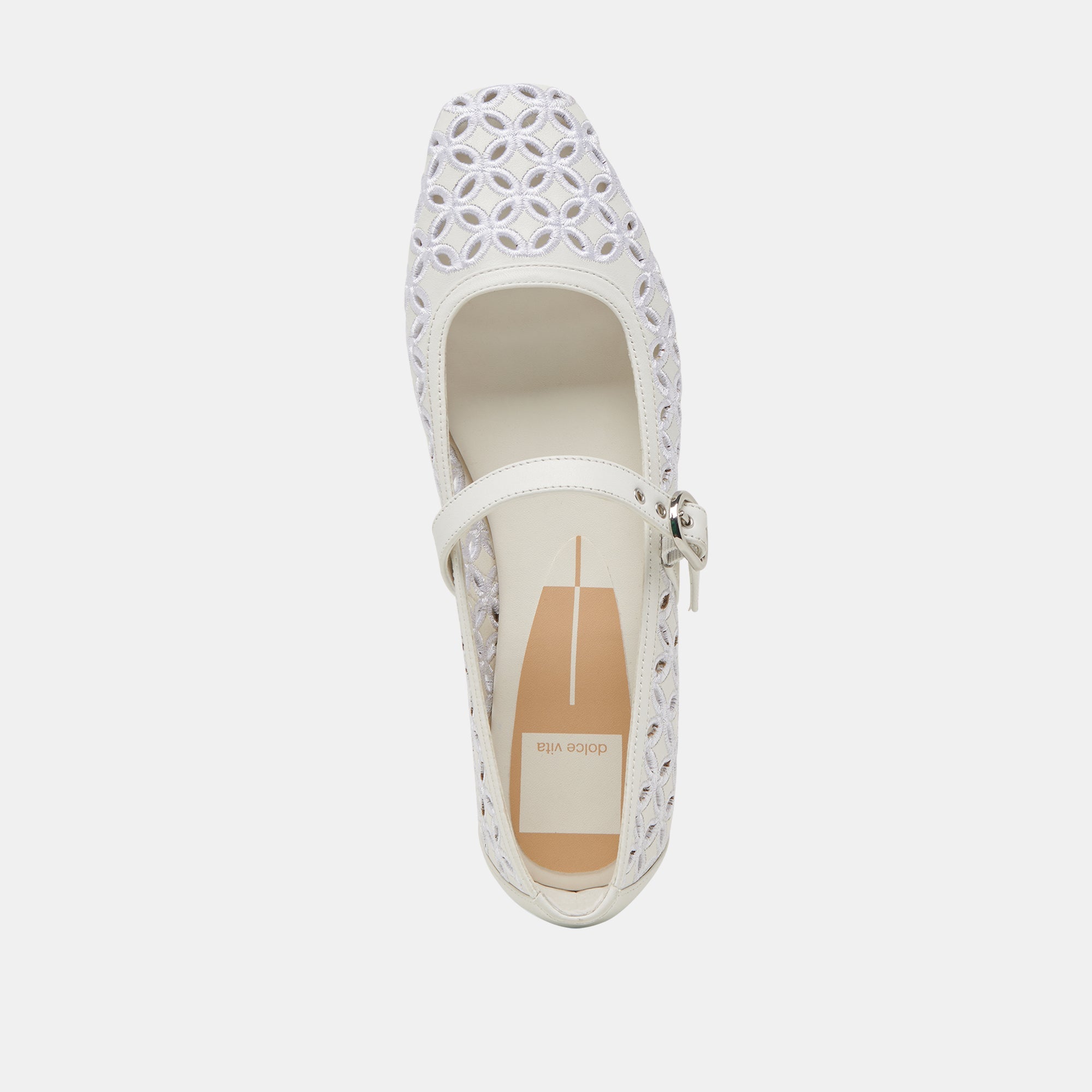 RODNI EYELET PERF BALLET FLATS TRUE WHITE LEATHER | Women Dolce Vita