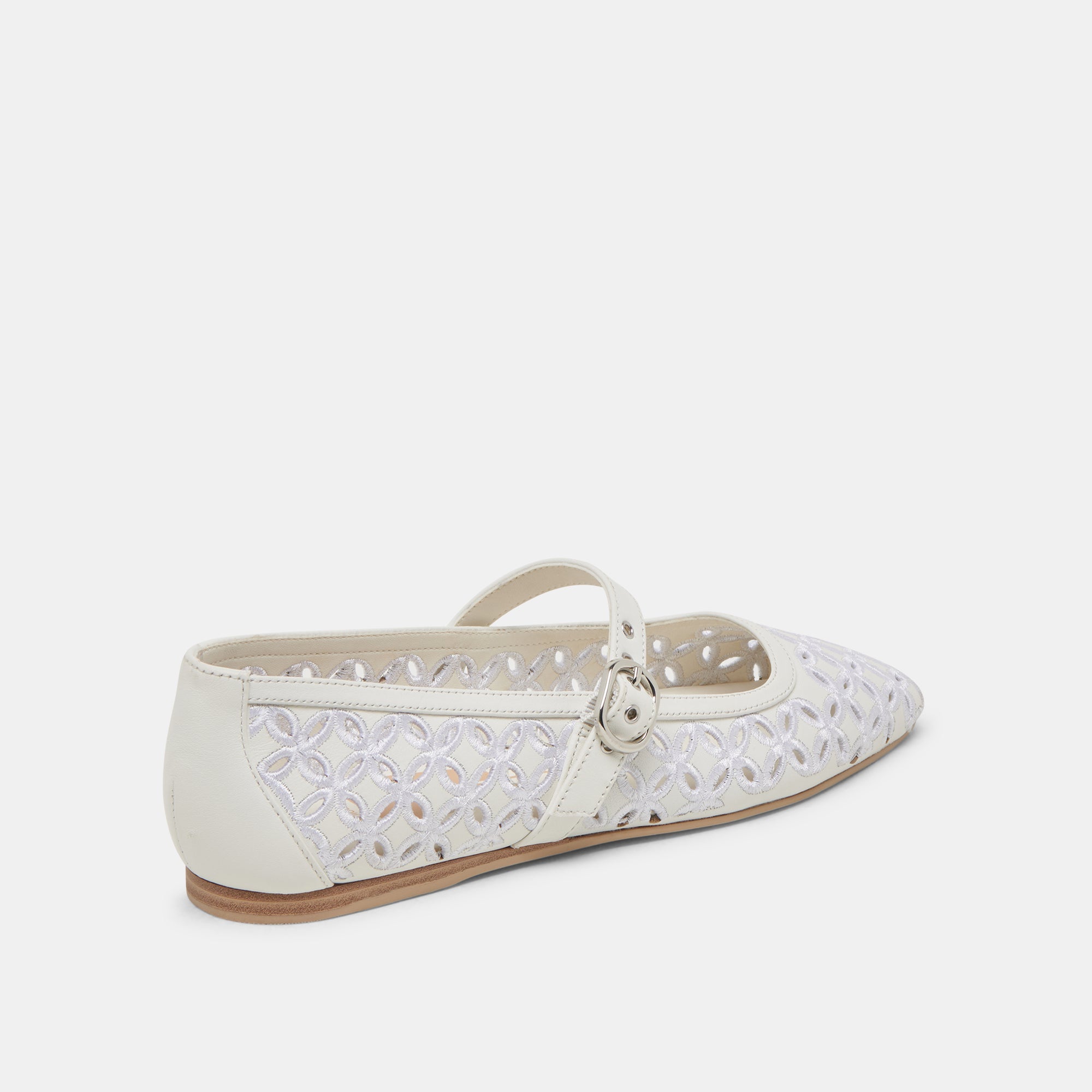 RODNI EYELET PERF BALLET FLATS TRUE WHITE LEATHER | Women Dolce Vita