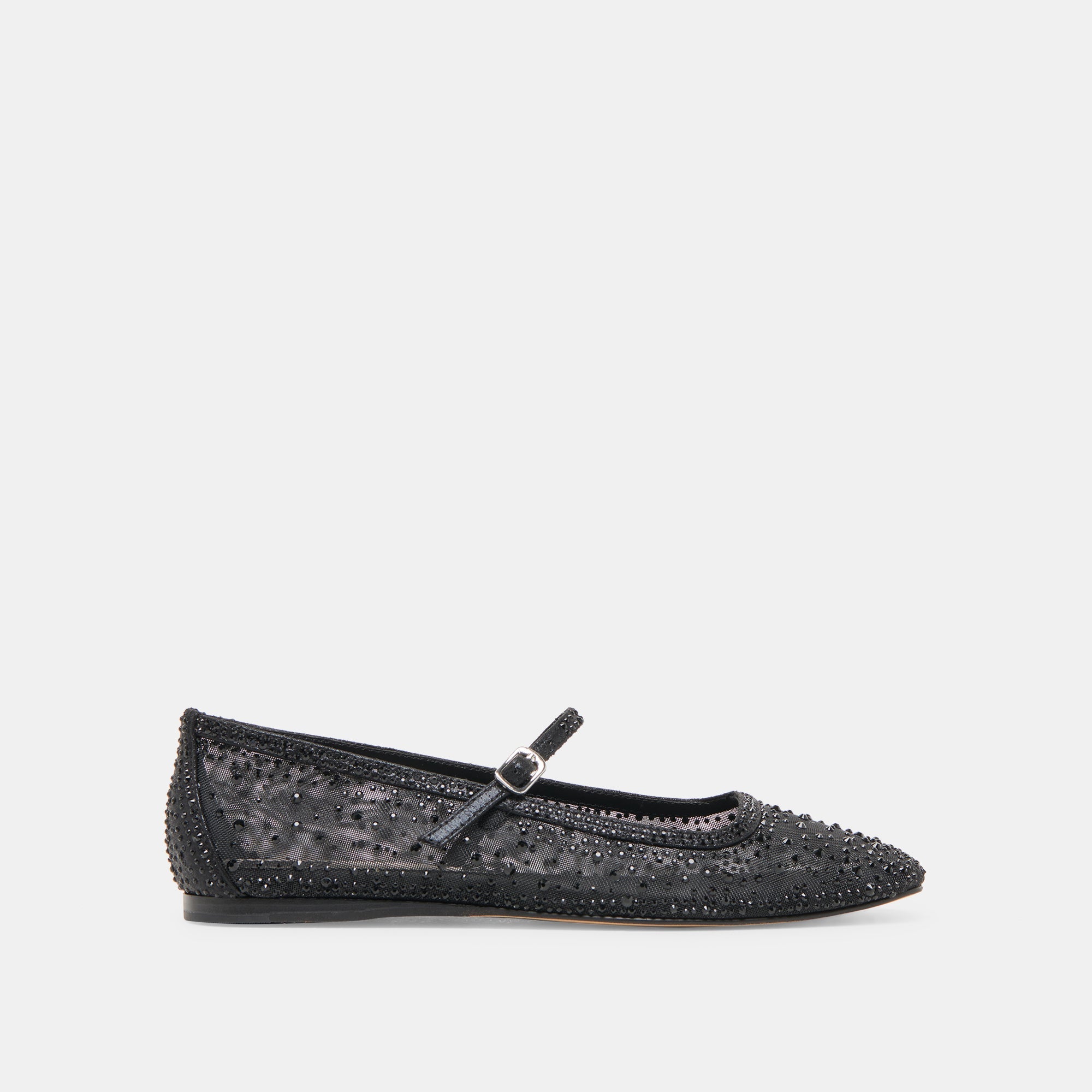 REYES CRYSTAL BALLET FLATS BLACK MESH | Women Dolce Vita
