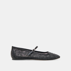 REYES CRYSTAL BALLET FLATS BLACK MESH | Women Dolce Vita